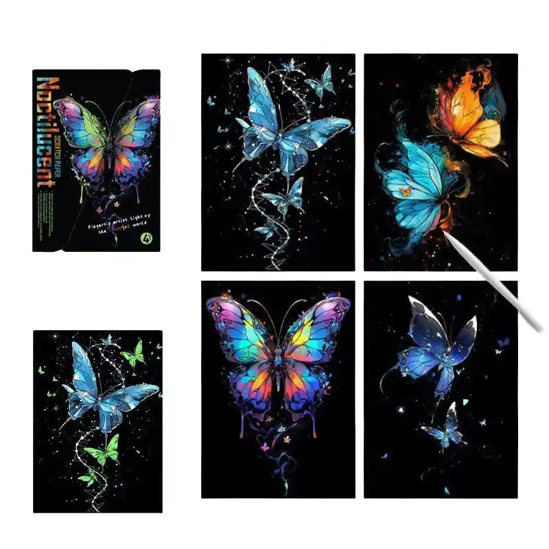 Stellar Butterflies – Glow-in-the-Dark Set (4-in-1, 31 × 22 cm)